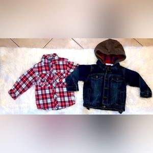 Toddler 1 Blue Jean Jacket & 1 Flano; Size: 2T
